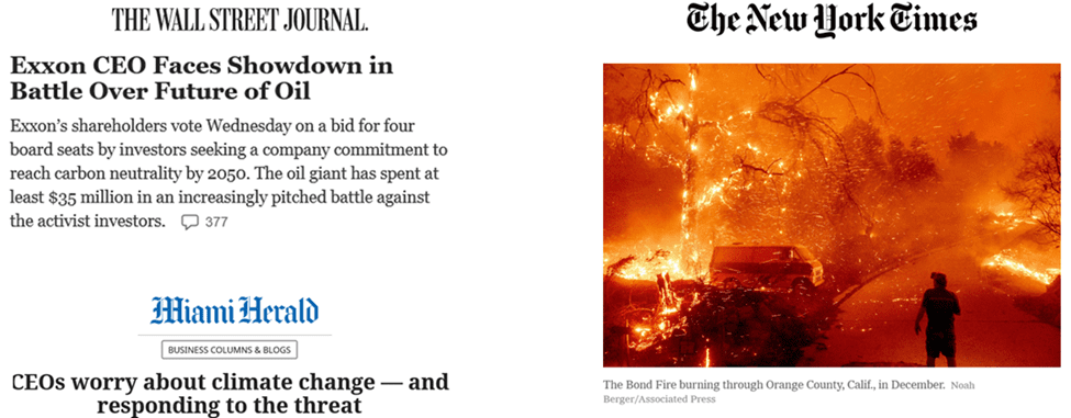 A newspaper page with the headline " fire burning."